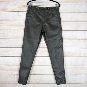 AG Adriano Goldschmied Size 31 Farrah High Rise Skinny Ankle Green Wax Coat Pant